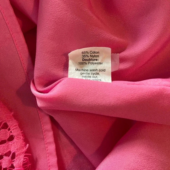 J Crew Pink Lace Overlay Short Sleeve Blouse Women’s XS - Picture 8 of 11